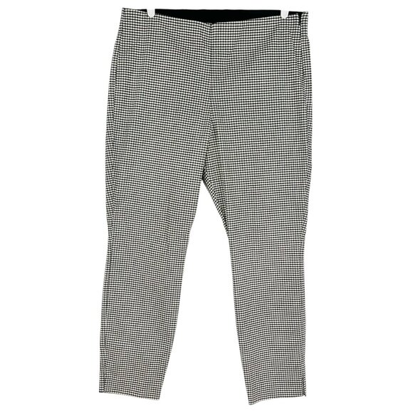 Old Navy Women's Black Tan Stretch Houndstooth Ankle Pants Size 14 Zip Side NWOT - Picture 1 of 12